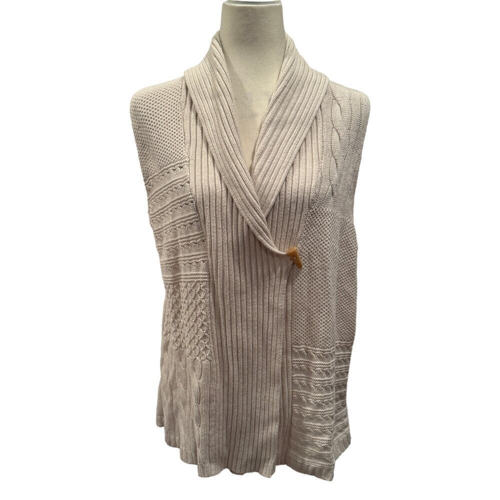 CHAPS Long Sleeve Off White/Cream Cotton Blend Cardigan - Large